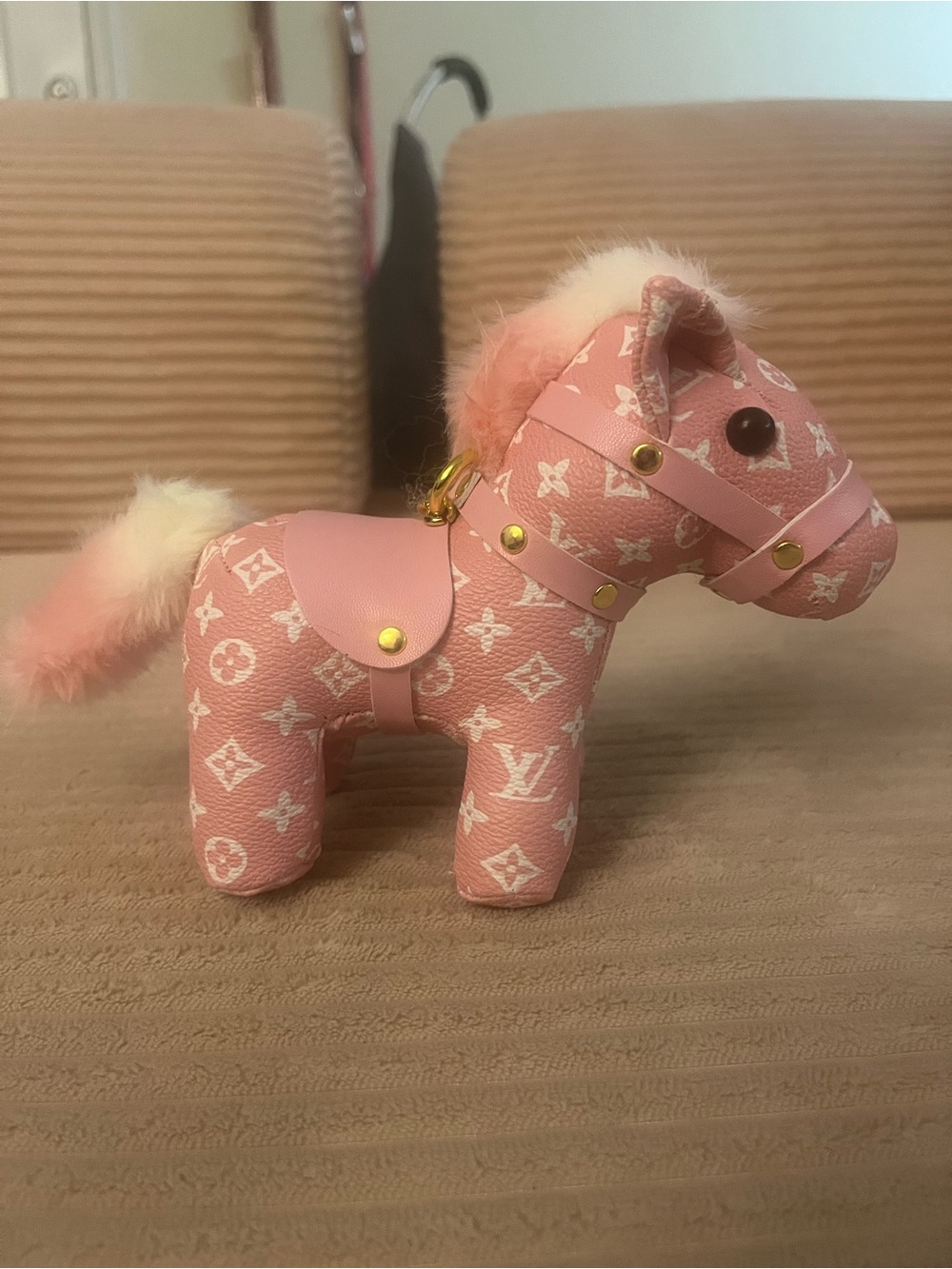 Luxury Pink Monogram Pony Charm with Gold Hardware - Picture 4 of 5